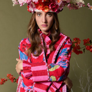 QUILTED JACKET IN FLOWERS and stripes00003