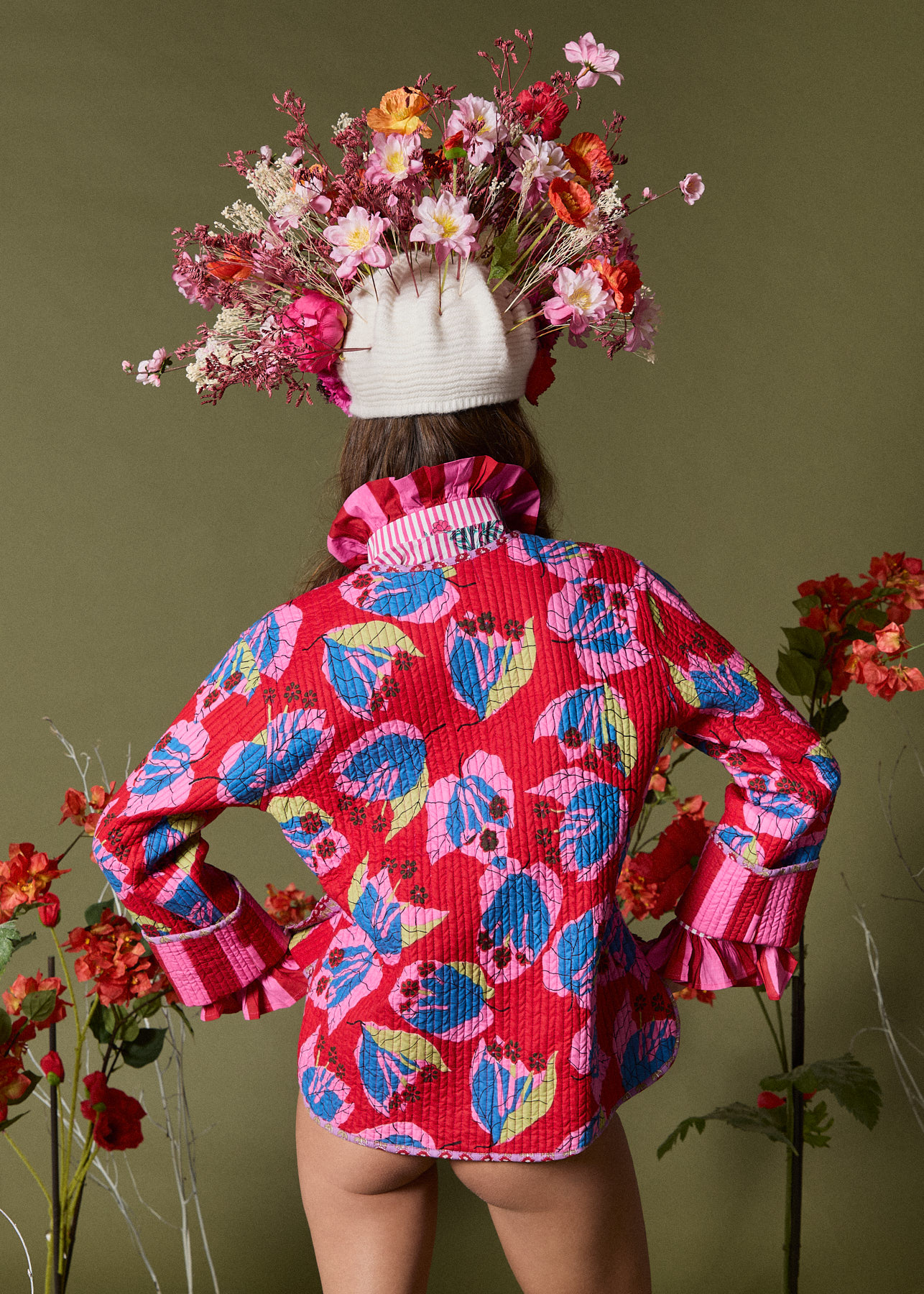 QUILTED JACKET IN FLOWERS and stripes00006