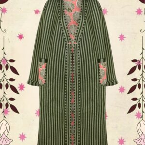 XII. THE ACROBAT — Quilted Reversible Robe · Coral & Olive Green