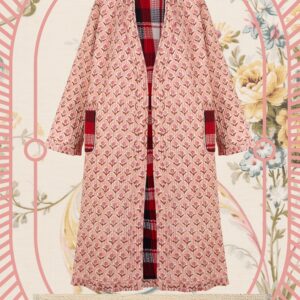 VI. THE LOVERS — Quilted Reversible Robe · Scarlet Plaid & Tulip Pink