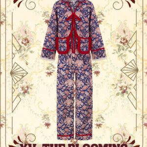 XV. EL CORAZÓN FLORECIENTE — Pijama Lazadas · Azul Índigo & Rojo