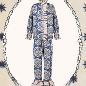 XVII. LA ESTRELLA — Pijama Volantes · Azul Celeste & Marfil