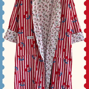 Bata Reversible Cerezas y Rayas