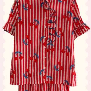 Pijama cerezas y rayas